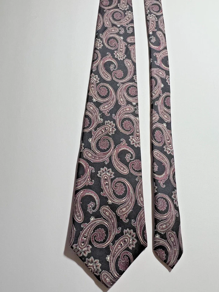 Corbata de cuello Harve Benard pura seda para hombre con estampado de cachemira clásica Foto 3 de 4