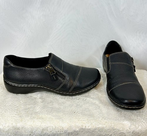 New Woman’s Black Leather Slip On Loafers Shoes / size 7.5