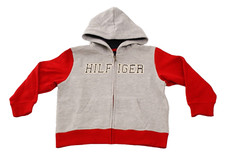 Tommy Hilfiger Little Boy's Size 4T Full Zip Gray Red Hoodie Hooded Sweatshirt