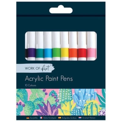 Acrylic Paint Pens Pack Of 10 Bright Colour Artist Drawing Painting Glass Fabric
