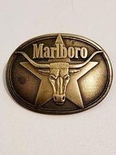 VTG MARLBORO BRASS BELT BUCKLE--PHILIP MORRIS INC-1987