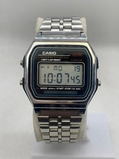 Casio A159W-1 Vintage Digital Watch Alarm Chrono WR Stainless Steel Japan