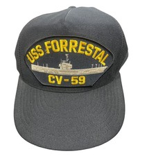 Eagle Crest USS Forrestal CV-59 Navy Blue Snapback Hat Made in USA Military Cap