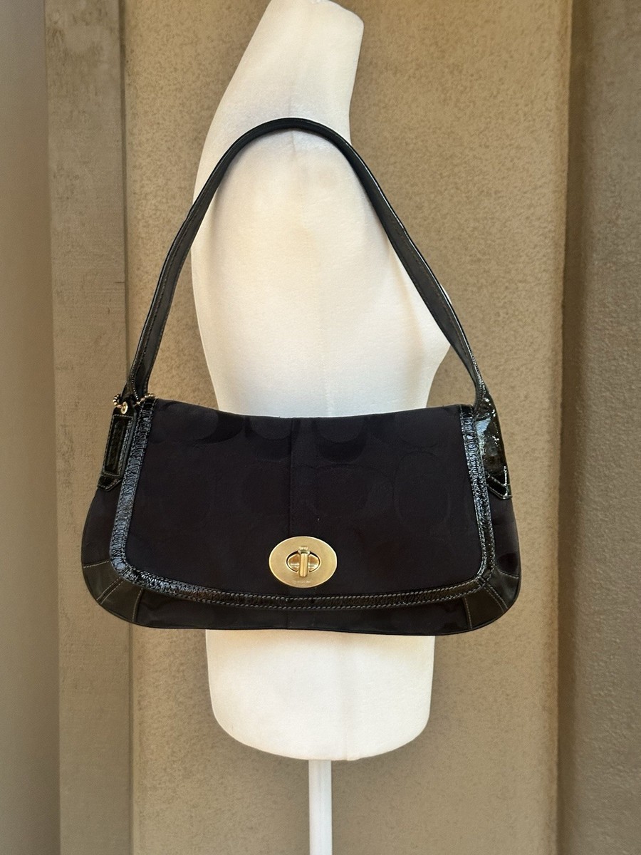 Coach Black Signature Ergo Flap Shoulder Bag 11602 Jacquard 