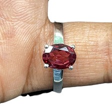 Natural Garnet Ring 925 Sterling Silver 14K WG Rhodium Plated Top Quality