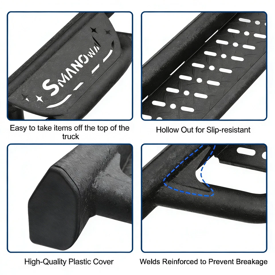 For 04-25 Nissan Titan Crew Cab 6" Side Step Running Boards Drop Nerf Bar BLK - Image 4 of 4