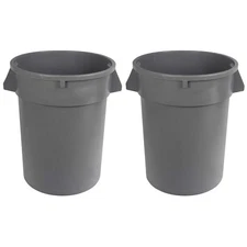 Heavy Duty Durable Round Trash Can Grey 32 Gallon Commercial Outdoor Indoor Use