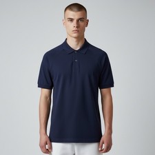 Sunspel Pique Polo Shirt Men's XXL Navy Blue Cotton Short Sleeve Made Portugal