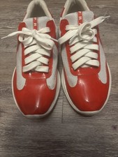 Stunning authentic Prada shoes in vibrant red. High-quality Italian leather