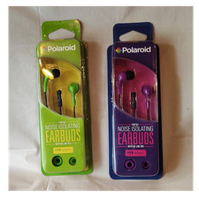 Polaroid PHP783 Noise Isolating In-Ear Earbuds w/ On-Cable Mic lot of 2