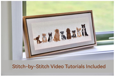 Hundeparade Stickerei DIY Bastelsets | Geschenk für Mama und Hundeliebhaber