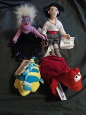Disney Ursula Eric Sebastian Flounder The Little Mermaid Bean Bag Plush Lot
