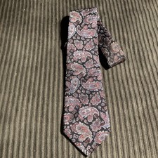 Christian Dior Tie Silk Paisley Made In USA Woven In Italy Classic Mens