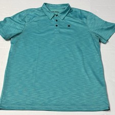 Hurley Polo Golf Shirt With Nike Dri-Fit Technology Men Large Teal Wicking Golf