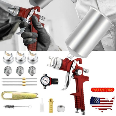 #ad HVLP Air Paint Spray Gun Kits 1.4 1.7 2.0MM Gravity Feed Car Auto Primer Nozzles $27.89