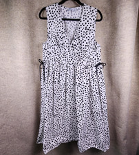 Asos Design Maxi Dress XL Polka Dot Deep V Neck White and Black