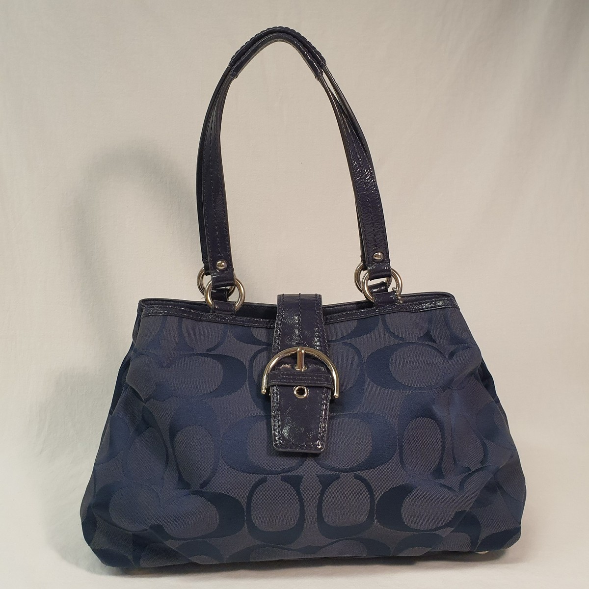 Auth Coach Soho Signature Carryall Dark Navy E1282-F19253 Purse