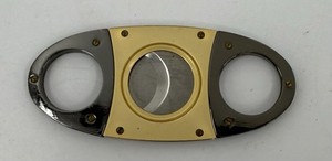 Stainless Steel and Gold Tone Double Blade Cigar Cutter Pre-Owned