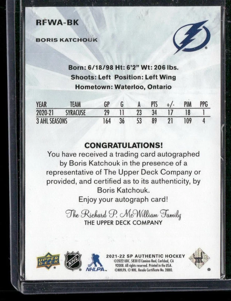 2021-22 SP Authentic #RFWA-BK Boris Katchouk Retro Future Watch AUTO #/499 - Image 2 of 2