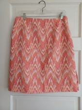 Talbots vintage flame stitch pencil skirt 12 pastel orange jacquard timeless