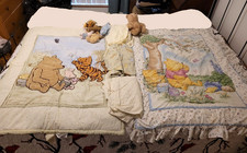 Disney Baby Classic Pooh Crib Sheet Blanket Plush Toy Mobile Nursery Bedding Lot