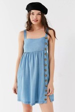 Urban Outfitters Lindsay Mini Dress Button-Up Chambray Size Small Boho