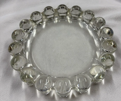 Vintage Anchor Hocking- Boopie Bubble- Glass Ashtray- Clear Trinket Dish 7.5”