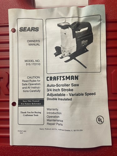 Vintage Sears Craftsman USA Auto Scroller Saw 1/3HP Model 315.172110 - Picture 2 of 3