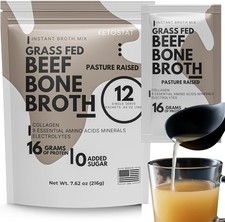 Bone Broth Protein Powder Packets, Grass-Fed Beef 12 Pack, 18g - 16 Grams...