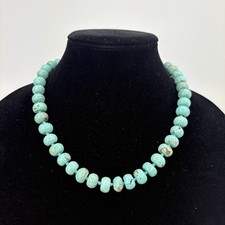 Genuine Huge Chunky 13mm Disk Bead Blue Green Turquoise Gemstone Necklace