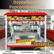 2800W Doppelkessel Popcornmaschine Maker Popcornautomat Retro Popcorngerät Kino