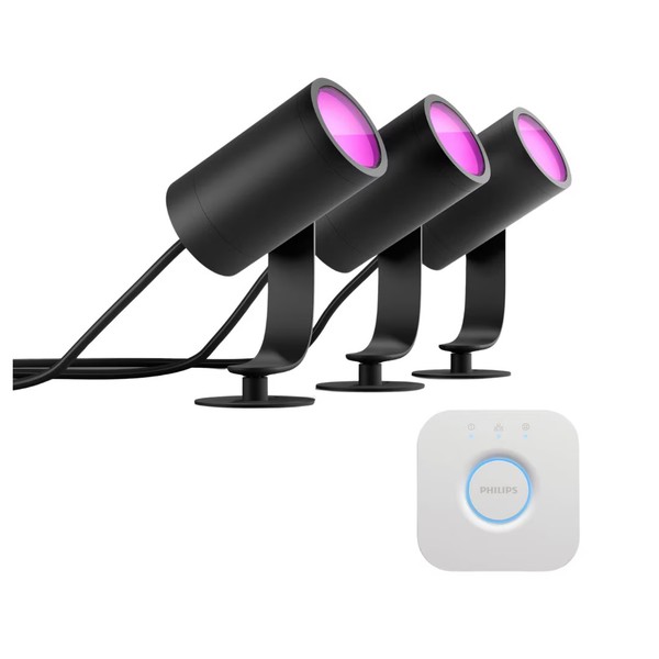 Philips Hue White & Color Ambiance Lily Spot Outdoor Schwarz • 3Er Pack + Bridge-image