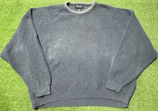 Vintage Eddie Bauer Sweater Mens 2XL Blue Fisherman Chunky Knit 90s Made in USA