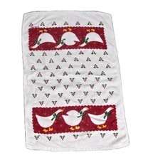 VINTAGE Christmas Goose Kitchen Hand Towel Cottagecore Farmhouse Holiday RARE