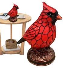Cardinal Bird Desk Lamp Red Resin Bird Lamps For Christmas Art Decoration Light