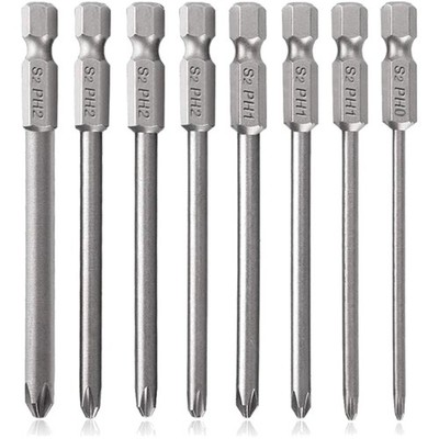 Kreuzschlitz-Bits Set 8-teilig 75mm Magnetisch S2 Stahl PH0 PH1 PH2 Schrauben...