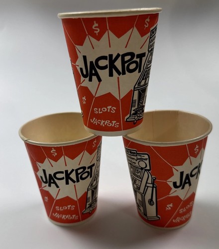 Vintage Casino Winnings Slot Machine Paper Coin Jackpot Cups Set of 3 Solo 1970s