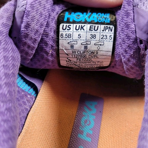 Hoka One One Clifton 9 Shoes Womens 6.5 B Blue Purple Comfort Training Walking - Picture 13 of 13