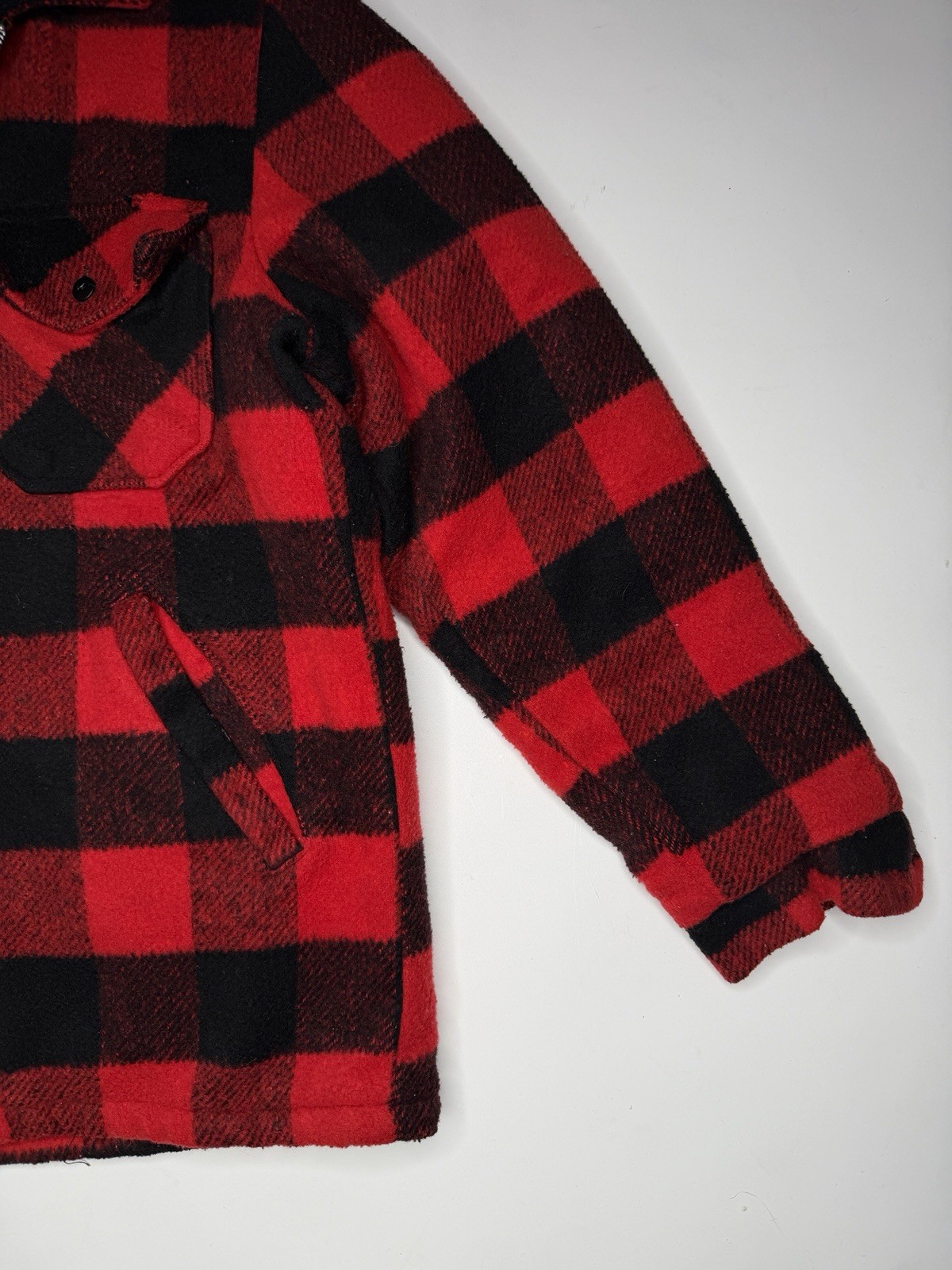 Vintage Canyon Guide Buffalo Plaid Wool Mackinaw Cruiser Jacket Sherpa USA M - second product detail image