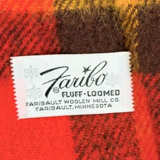 Faribo Fluff Loomed Throw Blanket Wool Plaid 55  X 19  