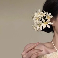 Flower Hair Pin for Women Romantic Floral Side Hair Accessory Wine Red