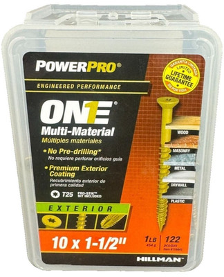 Power Pro One Multi-Material Screws 10x1-1/2 Inch T25 Engineered Coating 122 pcs
