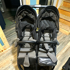 BabyCruiser: Lightweight Double Stroller Foldable Canopy 5-Point Black/Gray