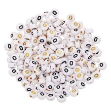 200Pcs 4x7mm Acrylic Round White Letter Bead with Letter O