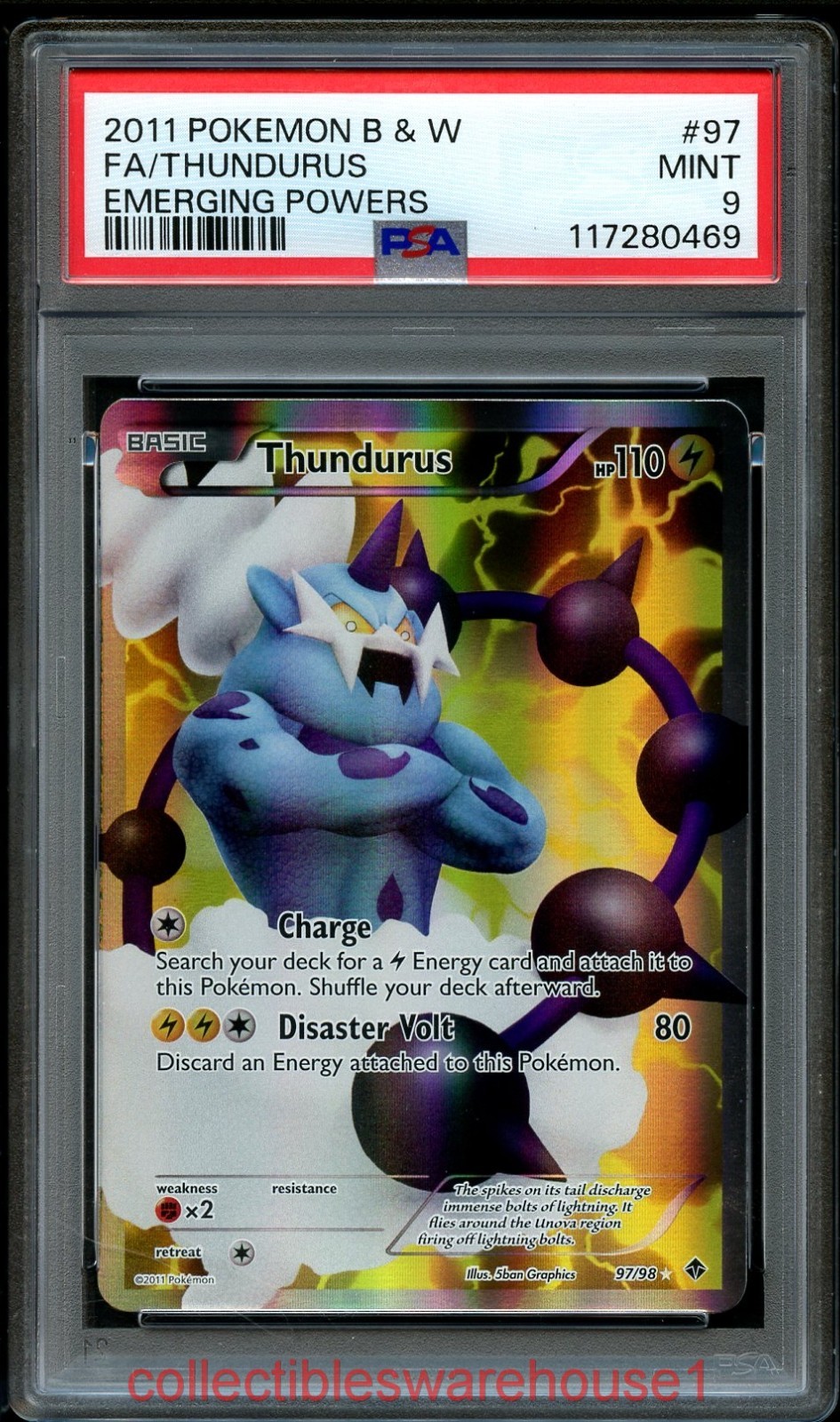 Pokemon Emerging Powers Thundurus 97 PSA 9