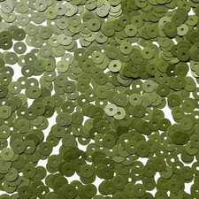 6mm Flat Sequins Olive Green Opaque Made in USA