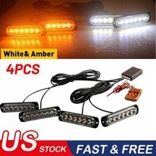 4pcs Bulb Strobe Lights Bar Urgent Flashing Warning Hazard Beacon Amberwhite 4pcs Bulb Strobe Lights Bar Urgent Flashing Warning Hazard Beacon Amberwhite