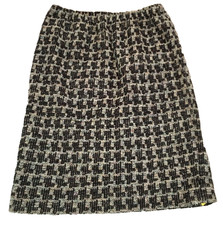 VTG Front Designer Womens Pencil Skirts Sz 4/28 Black Gray Houndstooth NWOT