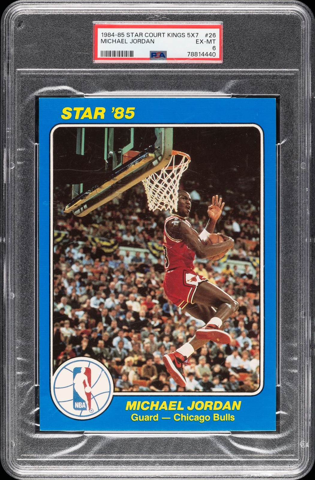 1984-85 STAR COURT KINGS SUPERS 5X7 #26 MICHAEL JORDAN ROOKIE RC PSA 6