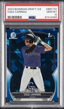 2023 BOWMAN DRAFT SAPPHIRE ED #BDC151 COLE CARRIGG PSA 10